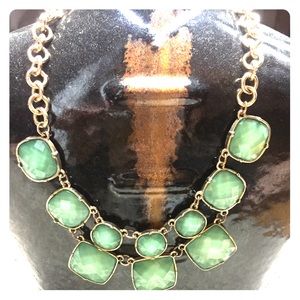 2Tier turquoise/sea foam & gold statement necklace